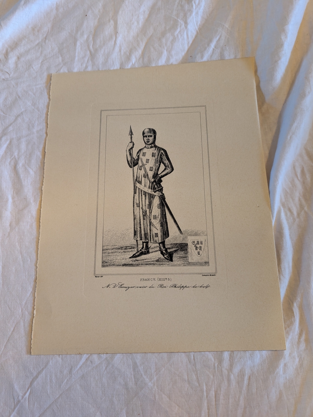 2/40$ Vintage Black & Cream Medieval Knight Illustration Wall Art